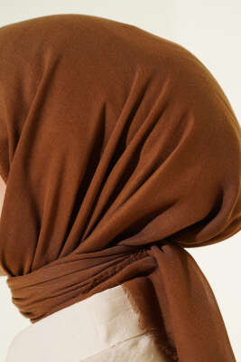 Düz Flamu Cotton Eşarp Açık Kahve - Başörtüsü