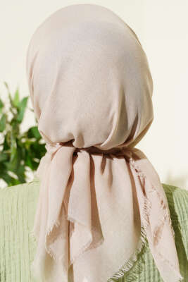 Düz Flamu Cotton Eşarp Açık Vizon - Başörtüsü