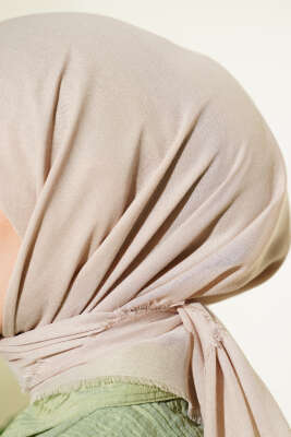 Düz Flamu Cotton Eşarp Açık Vizon - Başörtüsü