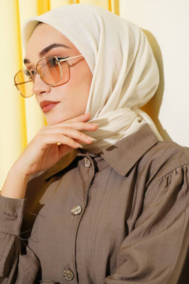 Düz Flamu Cotton Eşarp Bej - Başörtüsü