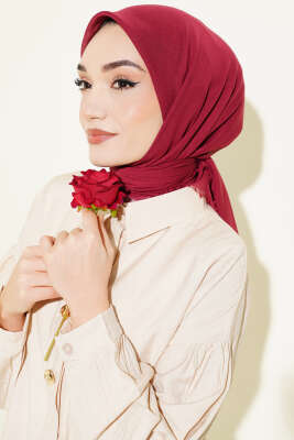 Düz Flamu Cotton Eşarp Bordo - Başörtüsü