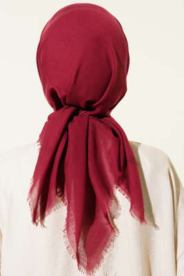 Düz Flamu Cotton Eşarp Bordo - Başörtüsü