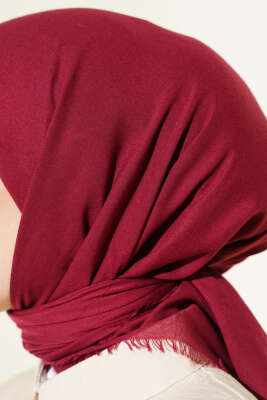 Düz Flamu Cotton Eşarp Bordo - Başörtüsü