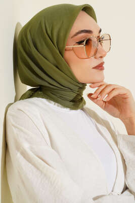 Düz Flamu Cotton Eşarp Haki - Başörtüsü
