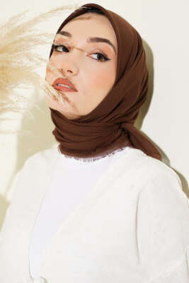 Düz Flamu Cotton Eşarp Kahve - SİNEM EŞARP