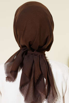 Düz Flamu Cotton Eşarp Kahve - Başörtüsü