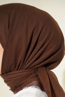 Düz Flamu Cotton Eşarp Kahve - Başörtüsü