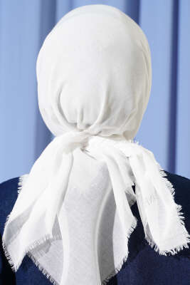 Düz Flamu Cotton Eşarp Kırık Beyaz - Başörtüsü