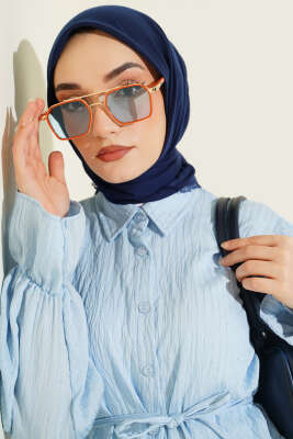 Düz Flamu Cotton Eşarp Lacivert - Başörtüsü