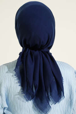 Düz Flamu Cotton Eşarp Lacivert - Başörtüsü