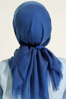 Düz Flamu Cotton Eşarp Mavi - Başörtüsü