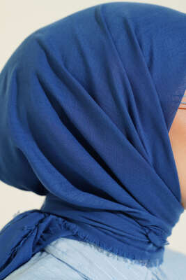 Düz Flamu Cotton Eşarp Mavi - Başörtüsü