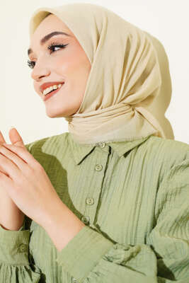 Düz Flamu Cotton Eşarp Şampanya - SİNEM EŞARP