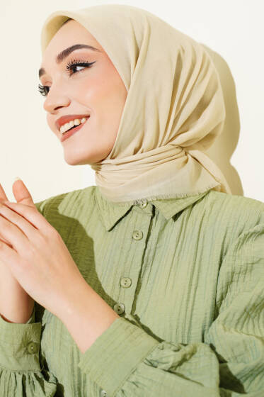 Düz Flamu Cotton Eşarp Şampanya - Başörtüsü