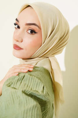 Düz Flamu Cotton Eşarp Şampanya - Başörtüsü