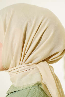 Düz Flamu Cotton Eşarp Şampanya - Başörtüsü