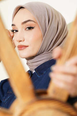 Düz Flamu Cotton Eşarp Vizon - SİNEM EŞARP