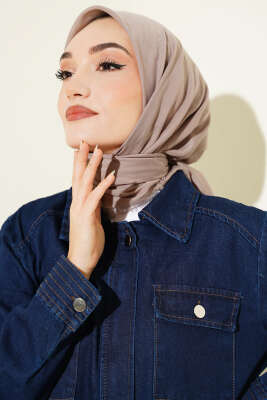 Düz Flamu Cotton Eşarp Vizon - Başörtüsü