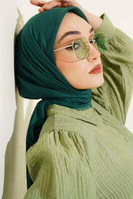 Düz Flamu Cotton Eşarp Zümrüt - SİNEM EŞARP