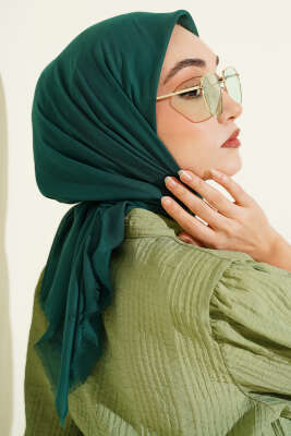 Düz Flamu Cotton Eşarp Zümrüt - Başörtüsü