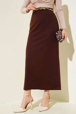 Düz Kahve Kalem Etek 