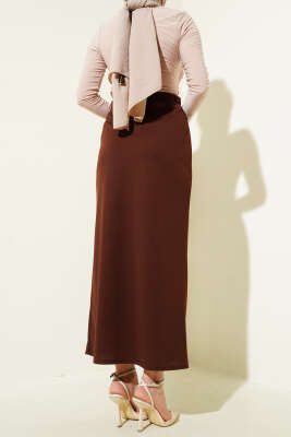 Düz Kahve Kalem Etek - Uzun Etek