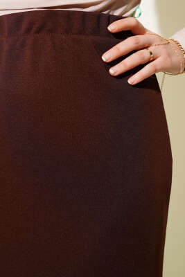 Düz Kahve Kalem Etek - Uzun Etek