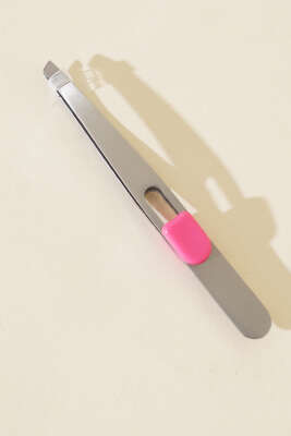 Düz Kalın Uçlu Gümüş Cımbız Fuşya 