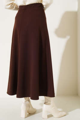 Düz Kloş Etek Acı Kahve - Uzun Etek