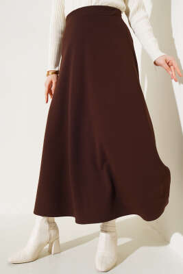 Düz Kloş Etek Acı Kahve - Uzun Etek