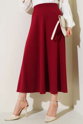 Düz Kloş Etek Bordo - Uzun Etek