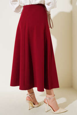Düz Kloş Etek Bordo - Uzun Etek
