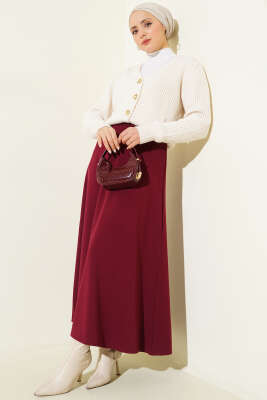 Düz Kloş Etek Mürdüm - Yılın Fırsatı