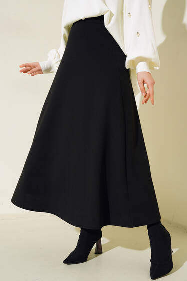 Düz Kloş Etek Siyah - Uzun Etek