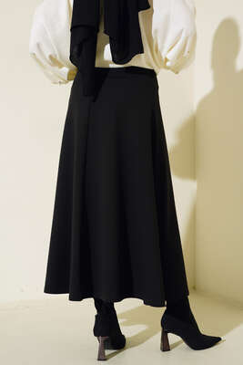 Düz Kloş Etek Siyah - Uzun Etek