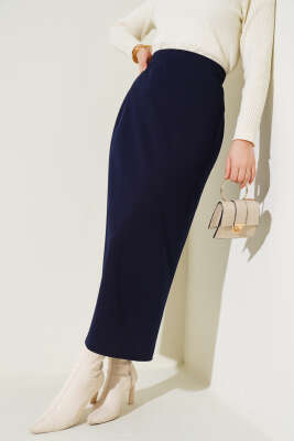 Düz Lacivert Kalem Etek