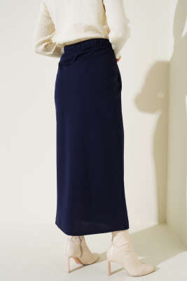 Düz Lacivert Kalem Etek - Uzun Etek