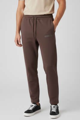 Düz Paça Baskılı Erkek Eşofman Altı Acı Kahve - DEEP POİNT