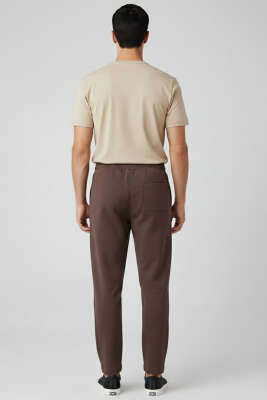 Düz Paça Baskılı Erkek Eşofman Altı Acı Kahve - Erkek Eşofman Alt