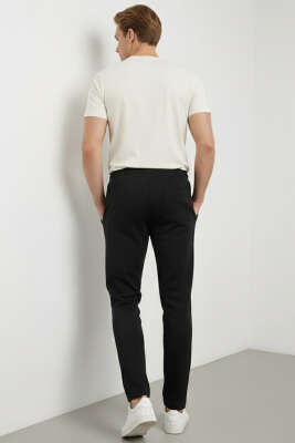 Düz Paça Baskılı Erkek Eşofman Altı Siyah - Erkek Eşofman Alt