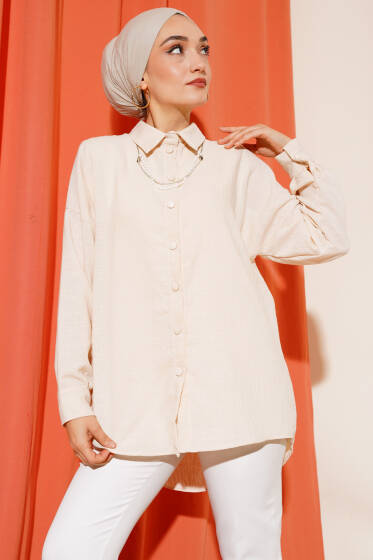 Düz Salaş Gömlek Bej - Gömlek