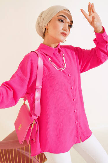 Düz Salaş Gömlek Fuşya - Gömlek