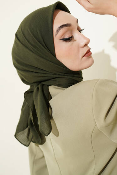 Düz Soft Eşarp Haki - Başörtüsü