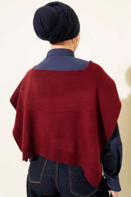 Düz Triko Omuz Şalı Bordo - Omuz Şalı