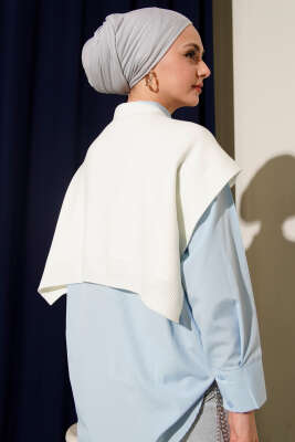 Düz Triko Omuz Şalı Ekru - Omuz Şalı