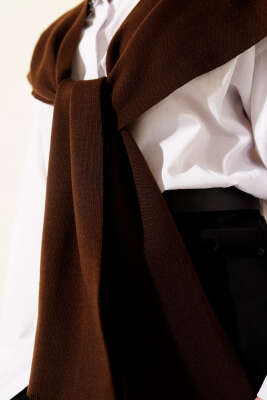 Düz Triko Omuz Şalı Kahve - Omuz Şalı