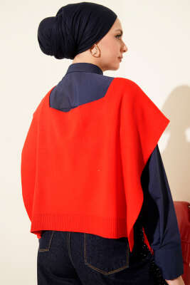 Düz Triko Omuz Şalı Kırmızı - Omuz Şalı