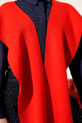 Düz Triko Omuz Şalı Kırmızı - Omuz Şalı