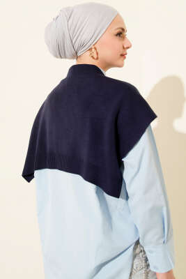 Düz Triko Omuz Şalı Lacivert - Omuz Şalı