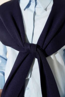 Düz Triko Omuz Şalı Lacivert - Omuz Şalı